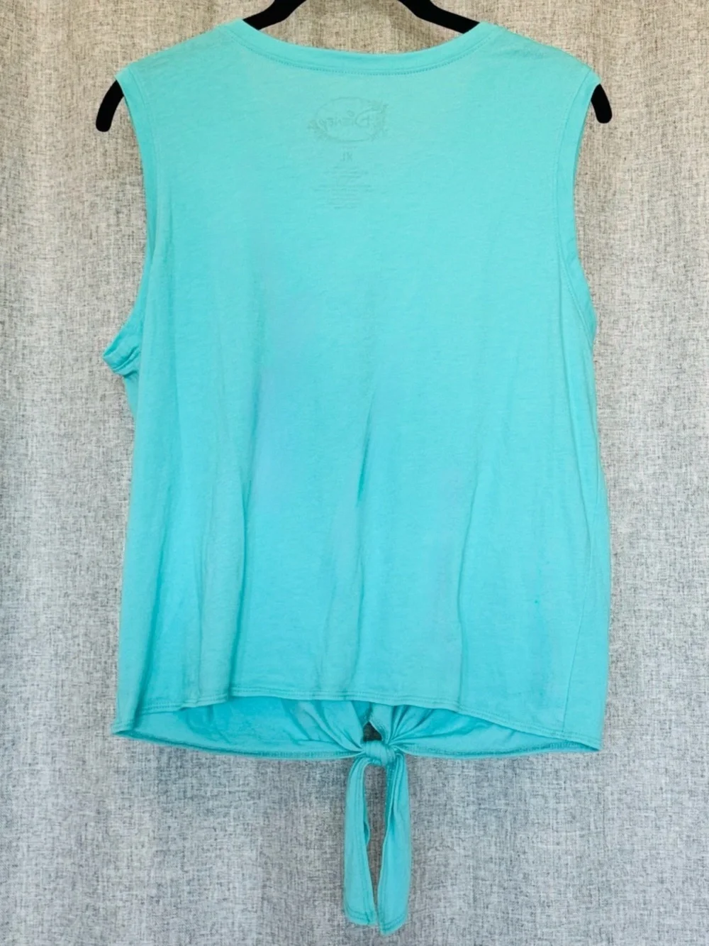 Disney Little Mermaid Tank Top Juniors XL Ariel Logo Castle Teal Green Tie Front